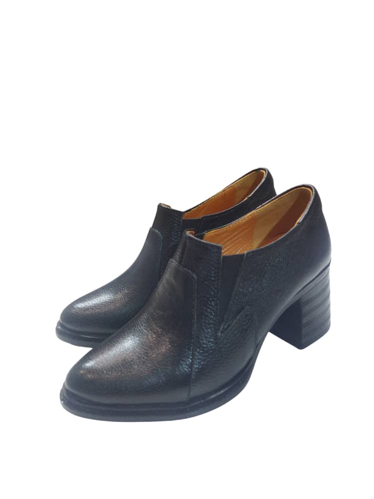 کفش پاشنه دار تمام چرم زنانه مدل دیانا مشکی و عسلی