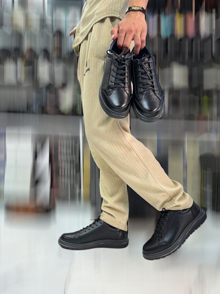 ونس مردانه چرم طبیعی مشکی